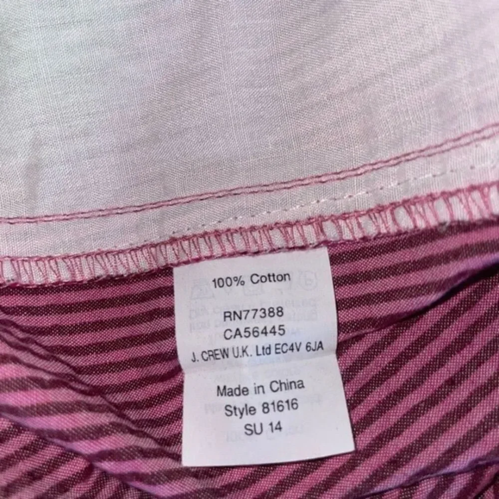 J. Crew Factory Pink Brown Seersucker Stripe Chino Shorts size 8 pocket preppy - Picture 7 of 12